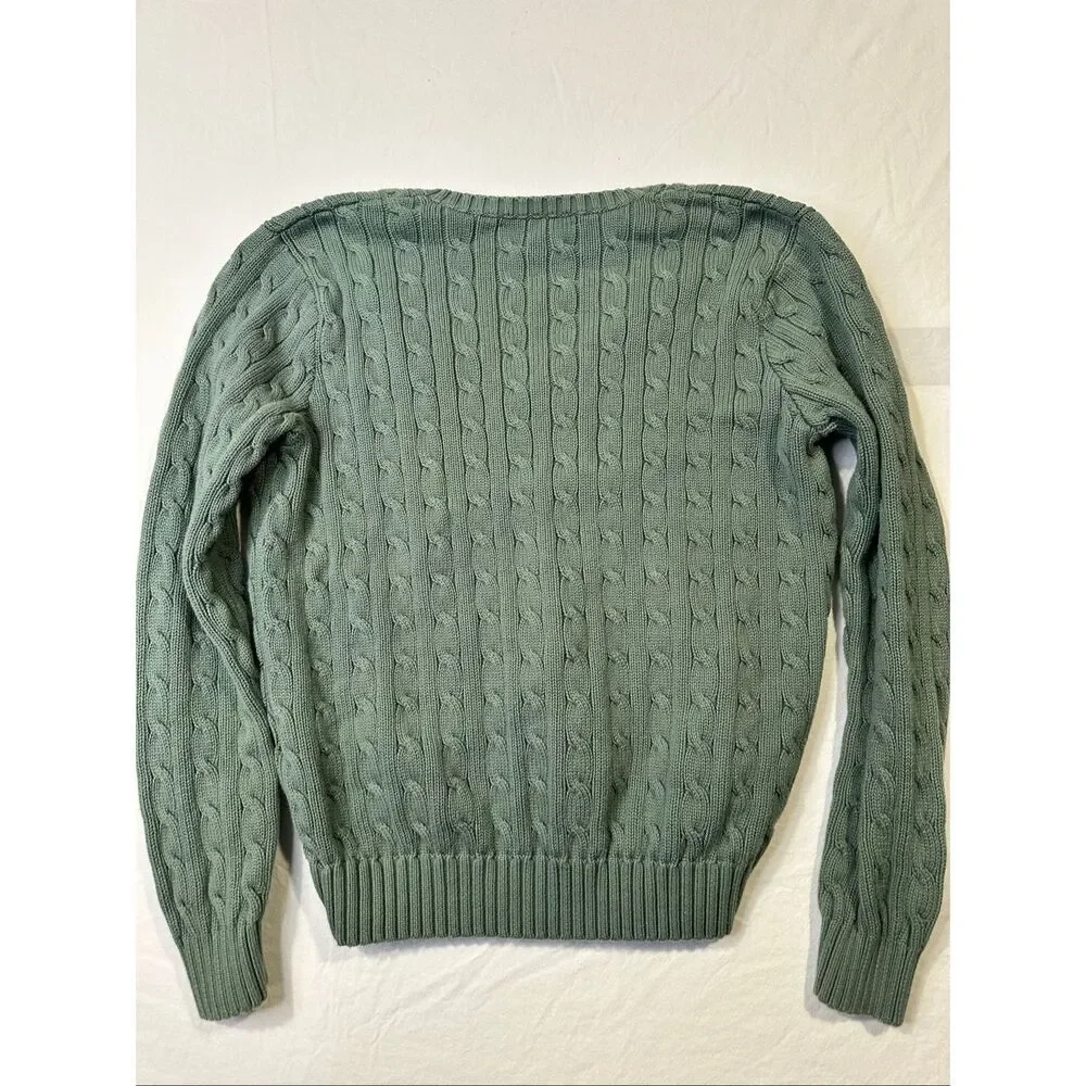 Ralph Lauren Sport Green cable knit pullover v-neck sweater, size XL - Picture 8 of 10